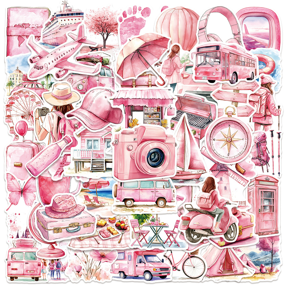 Garden Journal Planner - 50-100 PCS Stiker Grafiti Warna Pink