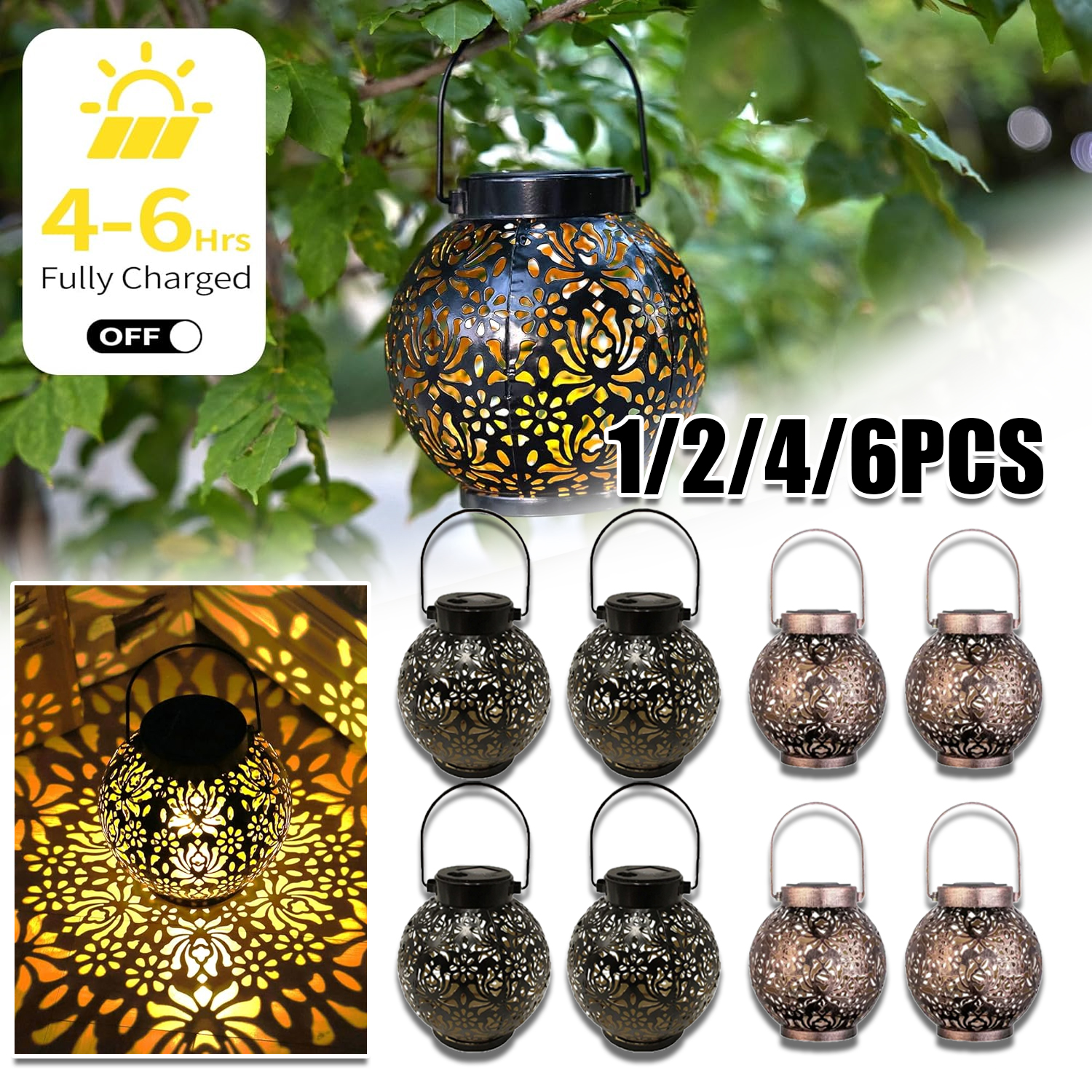 Smart Garden Lamp - 1-6 Buah Lampu LED Gantung Logam