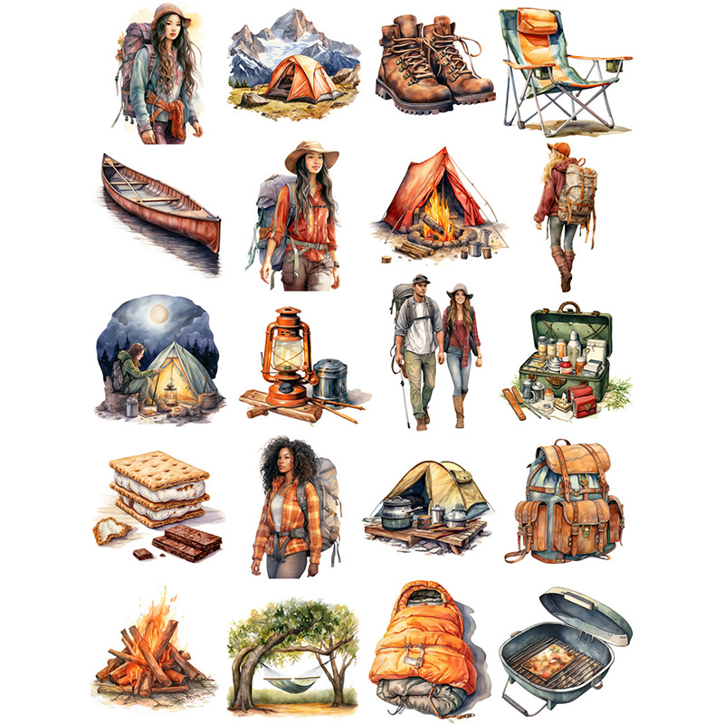 20 Buah/Pak Stiker Berkemah Lu - Garden Journal Planner ulasan dan harga
