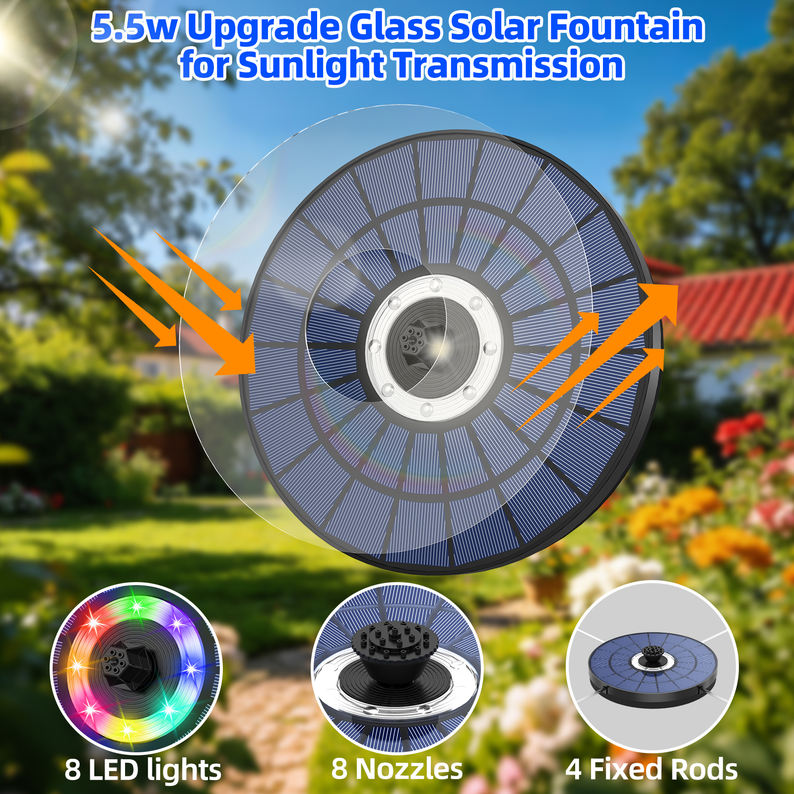 Air Mancur Tenaga Surya 5.5W d - Smart Garden Lamp ulasan dan harga