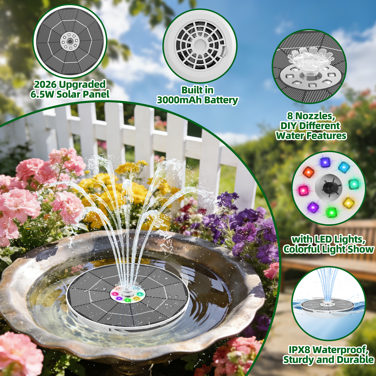 Air Mancur Tenaga Surya 6.5W d - Smart Garden Lamp ulasan dan harga