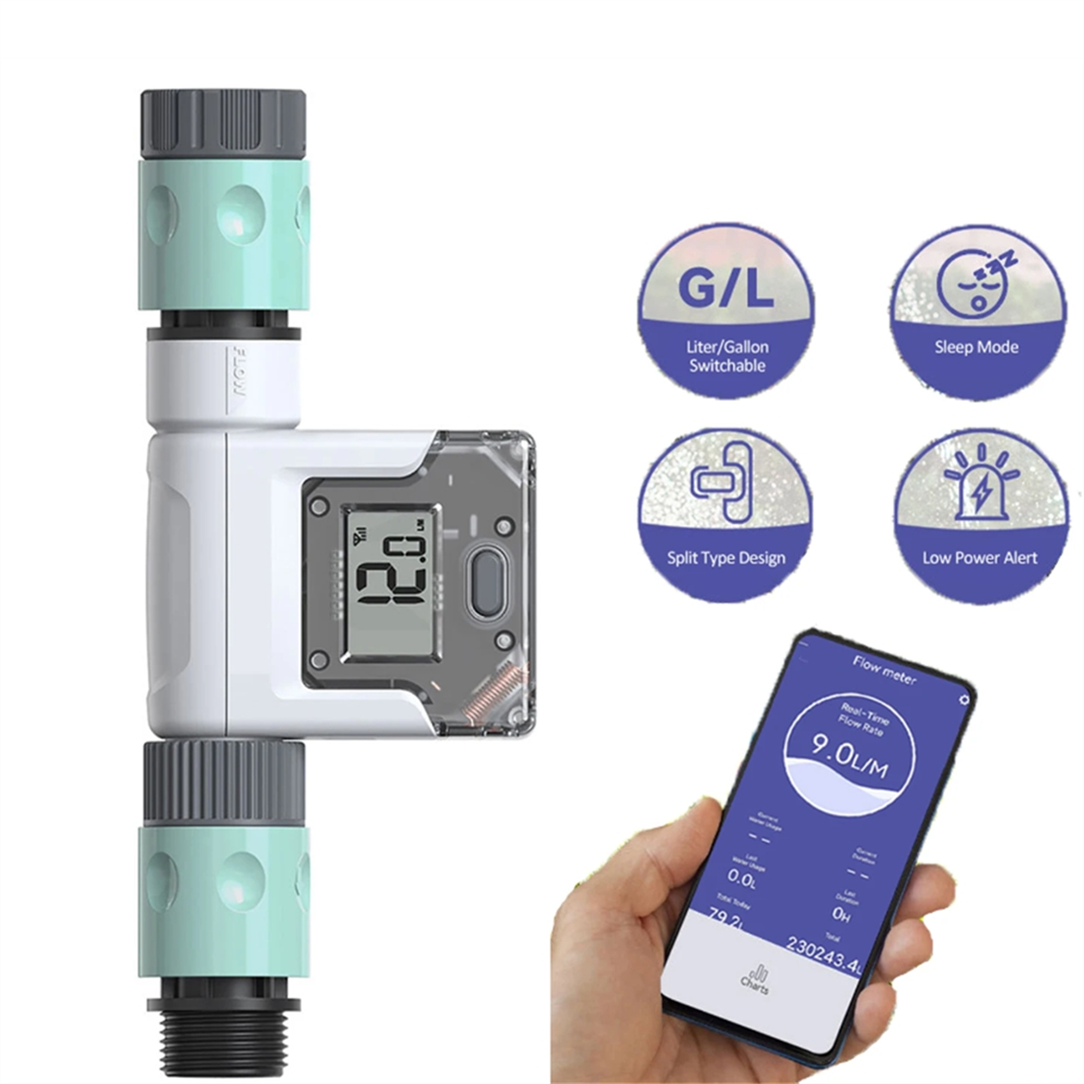 Alat pengukur aliran air WiFi, - Smart Garden Tools ulasan dan harga